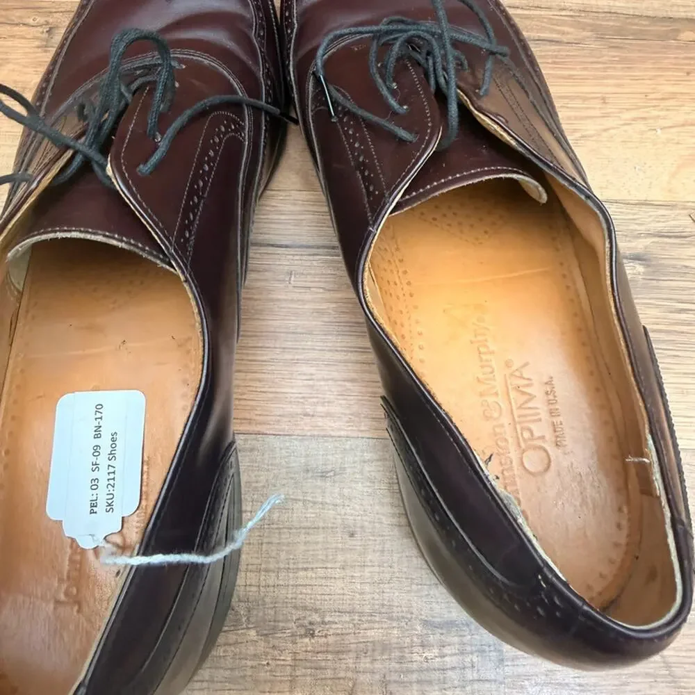 Johnston Murphy Optima Burgundy Men's 9D Brown Wingtip Oxford Shoes